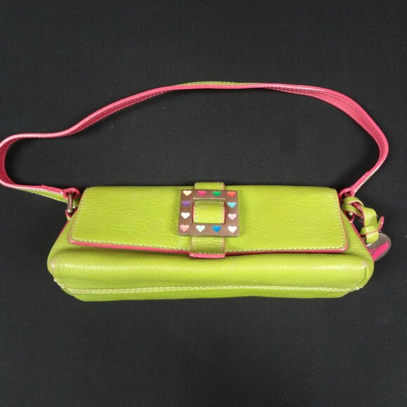 VINTAGE DOONEY & BOURKE LIME GREEN Y2K PURSE TOTE (PEN ON BACK C PICS) - Picture 1 of 15